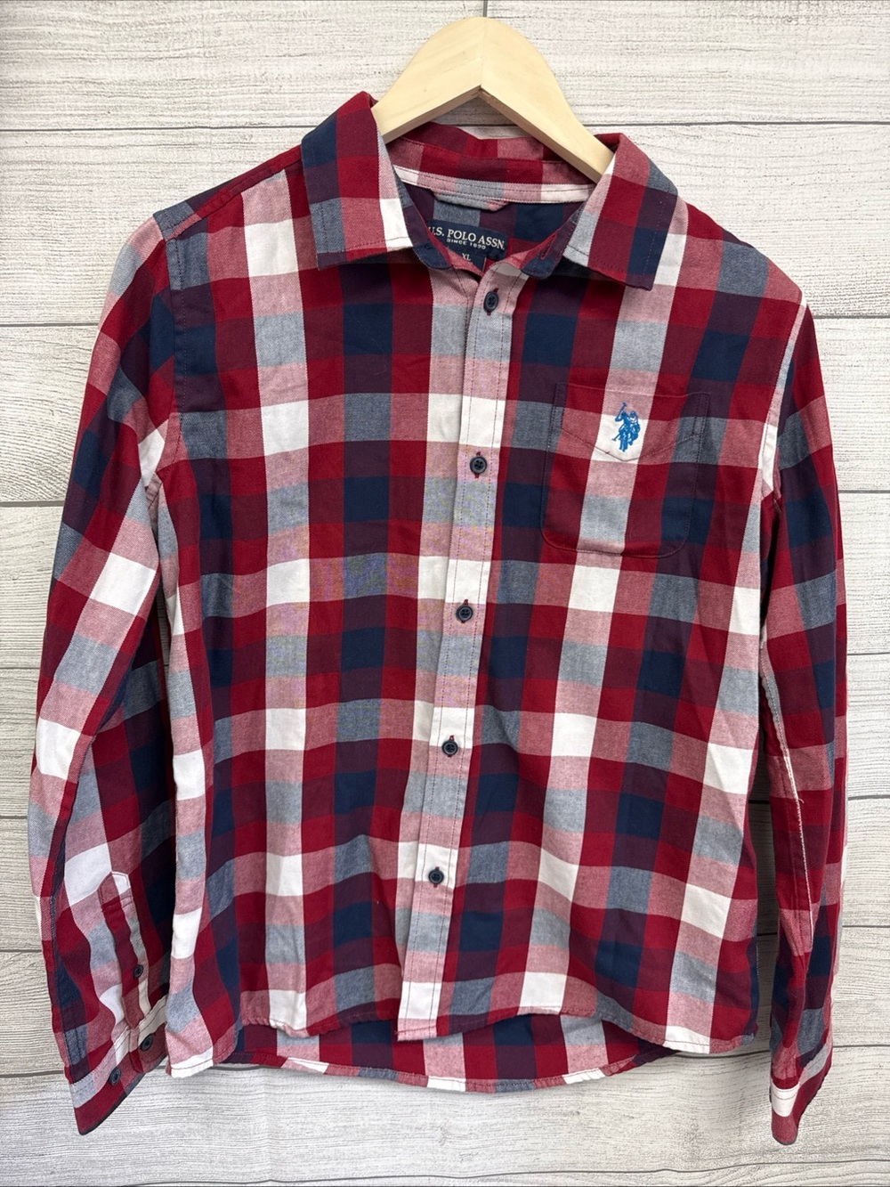 U.S. Polo Assn. Red, Navy & White Plaid Button-Up Shirt
